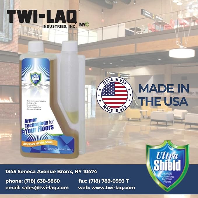 UltraShield Burnishing Formula – Super High Gloss Flooring Protection &amp Enhancement For Commercial and Industrial Floor Tile Wet Look Shine Non Slip Janitorial Supplies (2 x 1 Liter Pack)