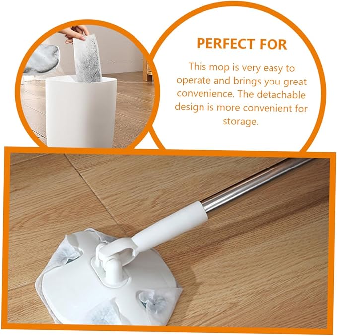 Retractable Dust Mop with Triangle Head White Electrostatic Dry Dust Mop for Floor Cleaning Convenient Household Cleaning Tool for Vinyl Hardwood and Laminate Floors