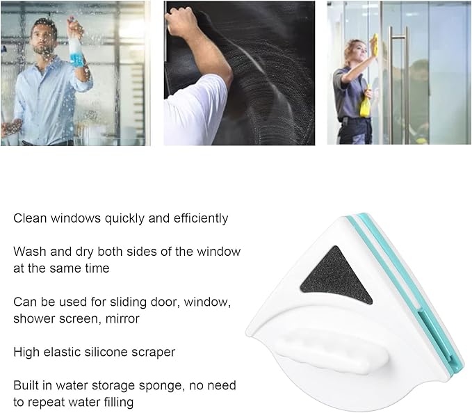 Window Double Side Wiper Plastic Ergonomic Handle Magnetic Glass Cleaning Wiper for High Rise Residential (5-12mm)