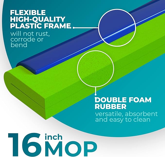 HELOMOR Floor Squeegee Wiper Heads 3-Pack Refill Mop Foam Dual Moss 16 L For Cleaning Indoor Kitchen Households &amp Offices Scooping &amp Drying Water On Wood Parquet Concrete Tile Bathroom Showe