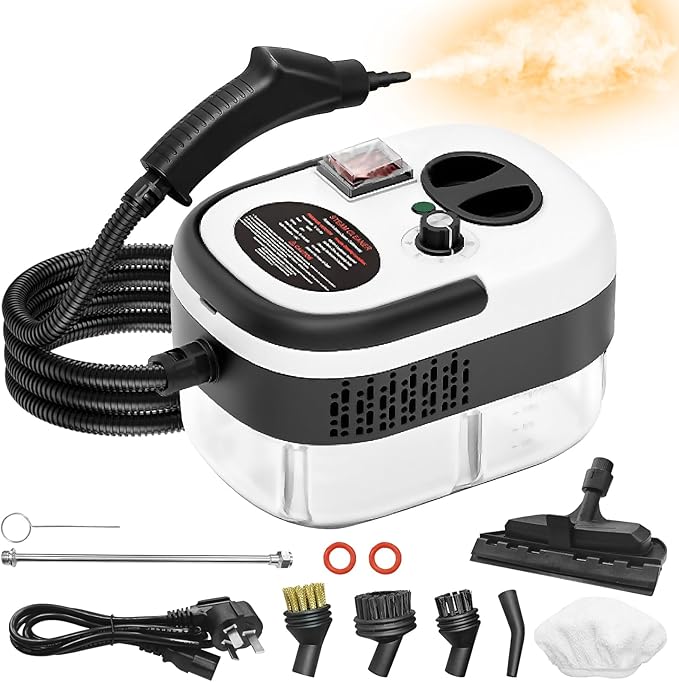 Handheld Steam Cleaner 2500W Pressurized Steam Cleaner with 3 Brush Heads Portable Steam Cleaner for Home Car Furniture Kitchen Bathroom and Wall Blue