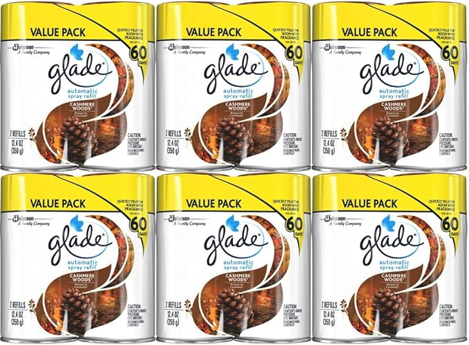 Glade Automatic Spray Air Freshener Refill Cashmere Woods 12.4 oz 2 Refills (12.4 Oz (Count of 12))