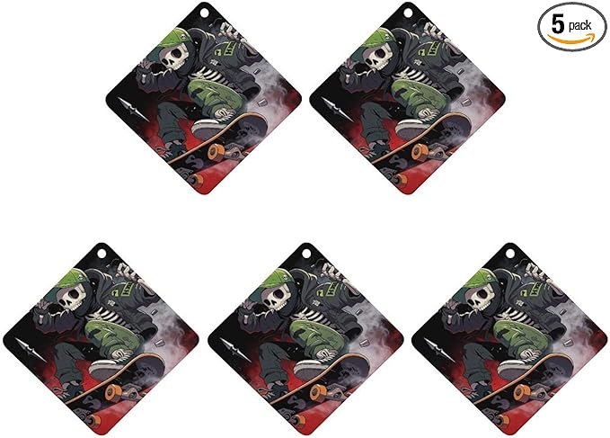5PCS Car Air Freshener Hanging Personalized Double Sided Skull Rider Car Fresheners Long Lasting New Cars Scents Cute Automotive Freshies for Closets Drawers (tea)