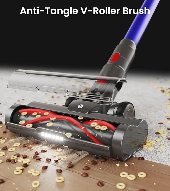 Cordless Vacuum Cleaner 550W 45kPa 65Mins Vacuum Cleaners for Home with LED Display Self-Standing Stick Vacuum with Anti-Tangle Brush Rechargeable Vacuum Cordless for Pet Hair/Carpet/Floor