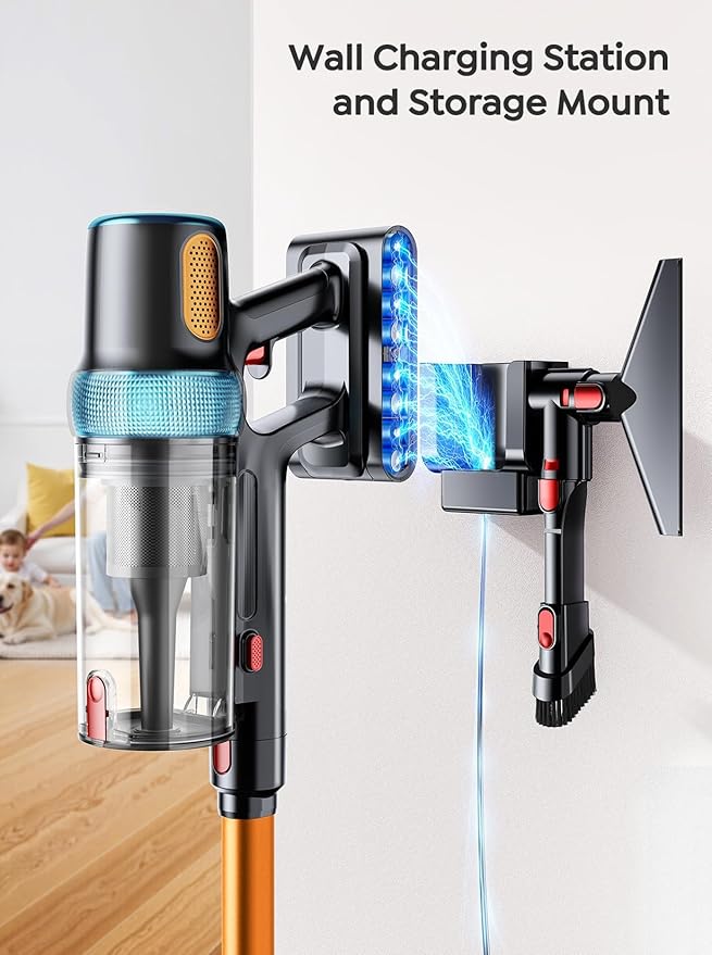 Cordless Vacuum Cleaner 650W 55KPA 70Mins Vacuum Cleaners for Home Upgraded Stick Vacuum with 3.3Ft Extendable Hose LED Touch Screen Wall Charging Station Auto Mode for Carpet Pet Hair Hard Floor