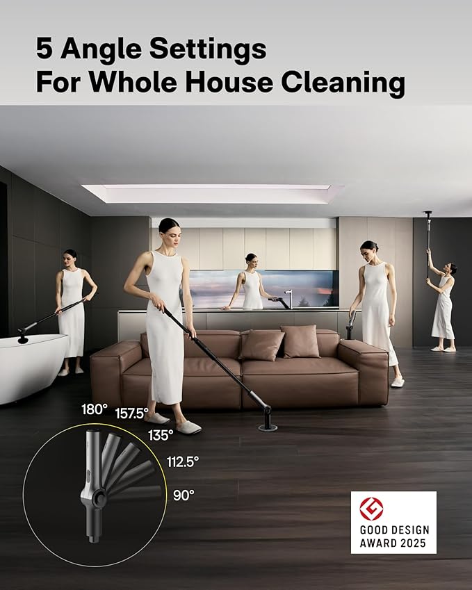 HOTO Flexi™ Cordless Electric Spin Scrubber Adjustable Angle Extendable Handle Smart Display IPX7 Waterproof Powerful Cleaning Scrubber with 8 Replaceable Brush Heads for Bathtub Bathroom Tile