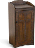 Benjara Homestead Trash Box 34 Inch Tall Rough Sawn Mahogany Dark Brown