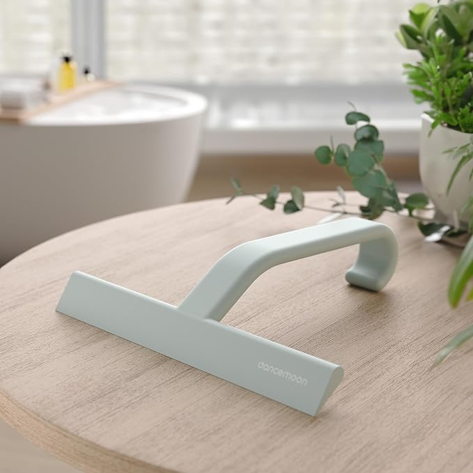 dancemoon JustHang Shower Squeegee for Glass Doors All-in-One Piece Silicone Squeegee with Built-in Hook for Bathroom Window Mirror Tile Wall Car Streak-Free Bathroom Cleaner Tool10 Inch Green