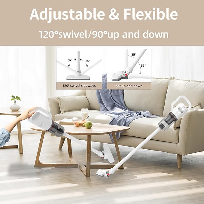 Cordless Vacuum Cleaner Handheld Stick Small Lightweight Vacuum for Home Pet Hair Hardwood Floor Cat Litter Area Rug Cleaning