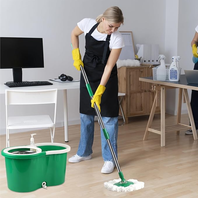Spin Mop and Bucket with Wringer Set 360° Spinning Mop Bucket System with 3 Microfiber Mop Replacement Heads and 61 Stainless Steel Adjustable Handle for Floor Cleaning (20QT)