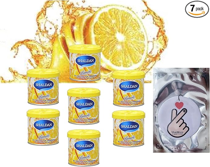My Shaldan 7 Packs Lemon Scent Car Air Freshener Premium Quality Gel Based and Long Lasting Fresh Fragrance and YirehStore Finger Heart Car Hanging Freshener