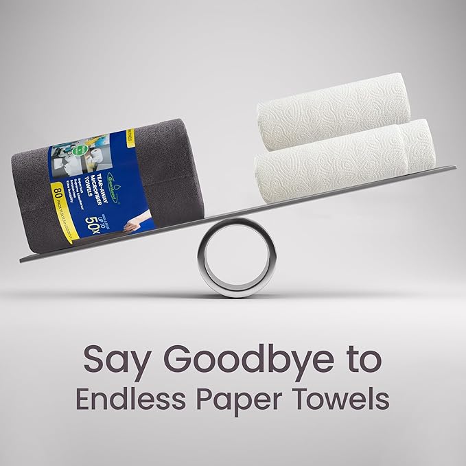 Greenfound Microfiber Cleaning Cloth Roll -80 Pack 11.5x11.5 Tear Away Towels Reusable and Washable Rags Grey