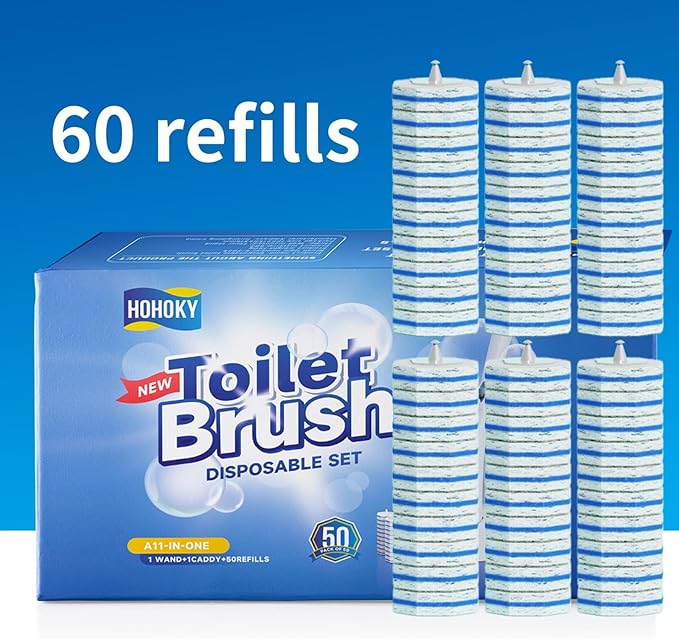 60pc Refills Disposable Toilet mats Brush Cleaning System Toilet Cleaning Brush 60 Replacement Brush Heads No Handle or BaseToliet Wand RefillsToilet Bowl Clean Refill PadsToilet Scrubber Refill