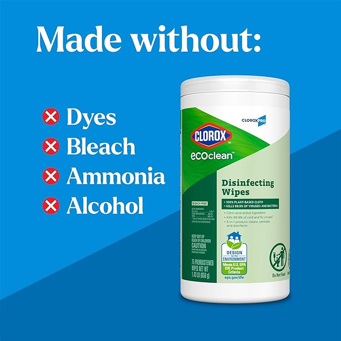 CloroxPro Clorox EcoClean Disinfecting Wipes 75 Count Pack of 3