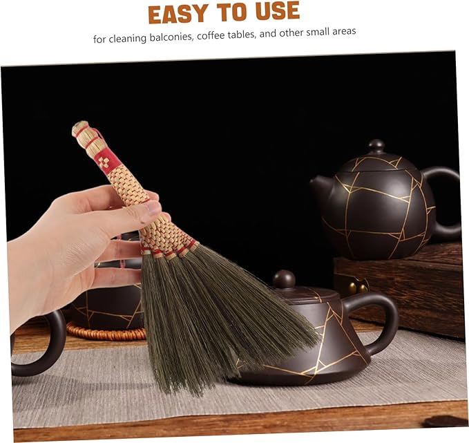 CHILDWEET Tabletop Cleaning Broom Mini Grass Broom Hand Sweeper Soft Bristle Brush Desk Brush