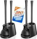 Toilet Plunger and Brush Set 2 Pack Bowl Brush and Heavy Duty Toilet Plunger with Ventilated Holder 2-in-1 Toilet Brush and Plunger Combo for 5.3-inch Toilet Drain Bathroom Deeply Cleaning(Black)