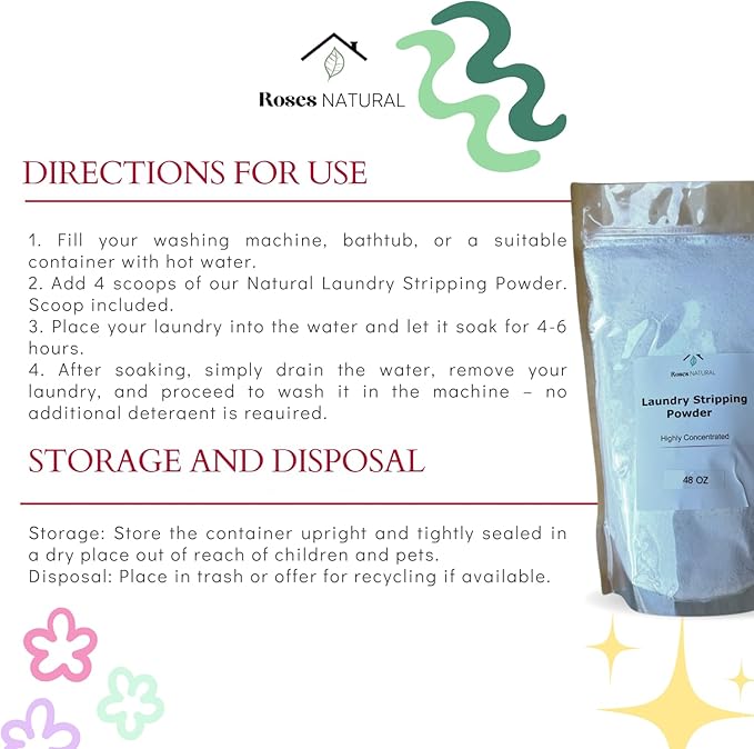 Laundry Stripping Powder Deep Cleansing Odor Elimination Residue-Free 100% Plant-Based (48 oz)