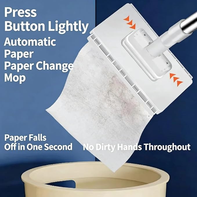 Clip to Grip Mini Mop Snap &amp Grip Zero-Touch Cloth Changing Mops Self-Squeeze Hands-Free Wet &amp Dry Cleaning mops for Kitchen Bathroom Desktop &amp Small Spaces (2 mop + 20 Cloths)