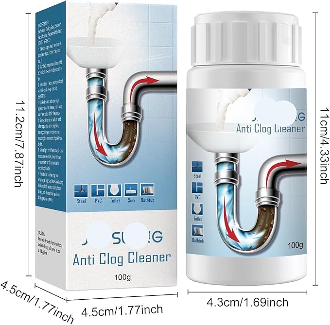Multi-Purpose Drain Cleaner for Home Use - Kitchen &amp Toilet Pipe Unclogger Dissolves Grease Oil &amp Debris Without Damaging Pipes(1PCS)