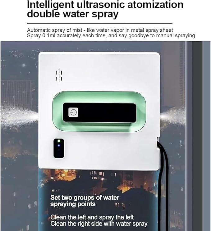 Window Cleaning Robot Square Window Cleaner with Automatic Water Spray 2500PA Suction Power Automatic Window Cleaning Robot for Window Glass Door Mirror Marble wall