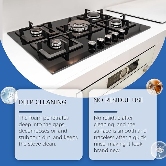 Stove &amp Range Hood Foam Cleaner - Removes Grease &amp Grime Gentle Formula No Residue Safe For Multiple Surfaces(3PCS)