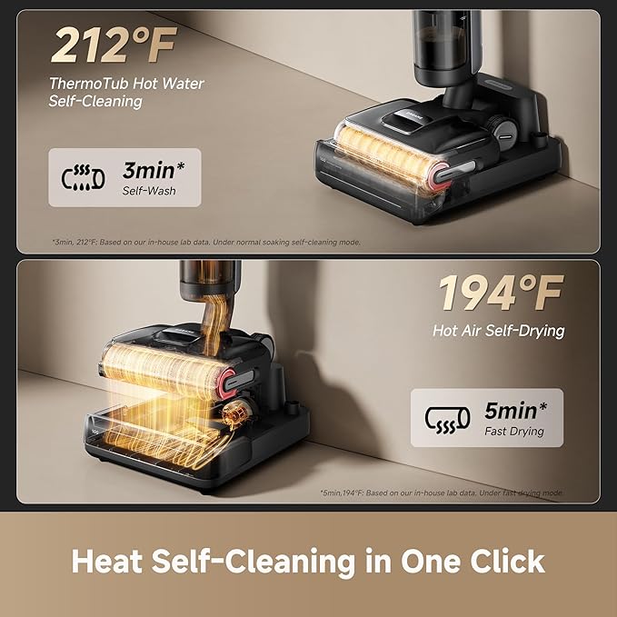 DREAME H15 Pro CarpetFlex Cordless Vacuum Mop Wet Dry Vacuum Cleaner with Dual Brushes for Hard Floors &amp Carpet Tangle-Free Hair-Cutting 23kPa Suction 180° Lie-Flat Floor Washer 194°F Fast Dr