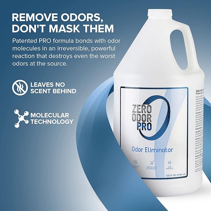 Zero Odor Pro - Commercial Strength Odor Eliminator &amp Neutralizer Air Freshener Room Deodorizer - Strongest Odor Eliminator Trigger Spray 128oz Refill