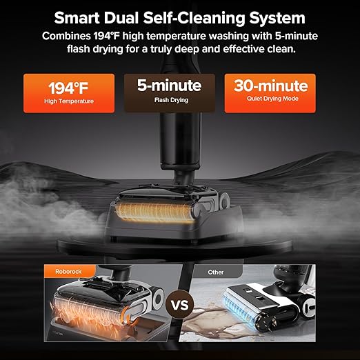 roborock F25 ALT Vacuum Mop Wet Dry Vacuum Cleaner Cordless Hard Floor Cleaner Machine with AI Assistant Wheels 180° Lie-Flat 194°F Hot Air Flash Drying &amp Self Cleaning Electric Mop