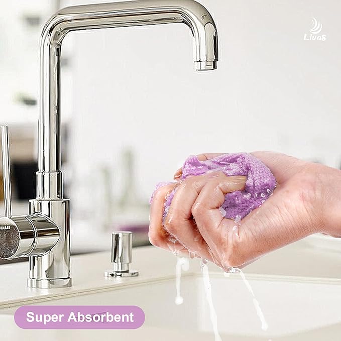 LIVOS Microfiber Cleaning Cloth Roll - 80 Pack Reusable Paper Towels Purple Tear Away Towels Microfiber Towels for Cars Super Absorbent Lint Free Cleaning Rags for HouseKitchenWindow-11.5x11.5