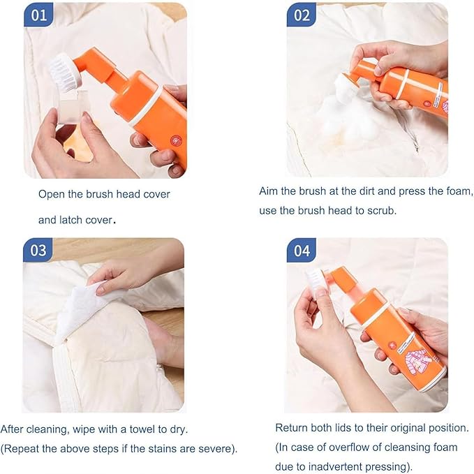 Dry Cleaning Agent for down Jackets with Brush Head160ml Wash-Free Clothing Foam SprayLifts Grime Without Harming FabricReusable &amp Convenient (2pcs)