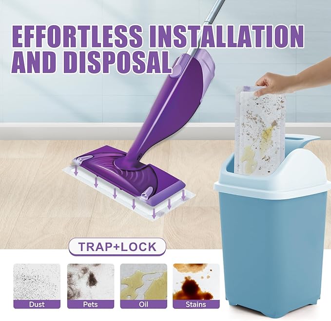 50 Count for Swiffer Wet Jet Pads Disposable Wet Jet Pads for Swiffer Wet Pads Refill for Spray Mop All-Floor Cleaning Pads Safe for Hardwood &amp Multi-Surface