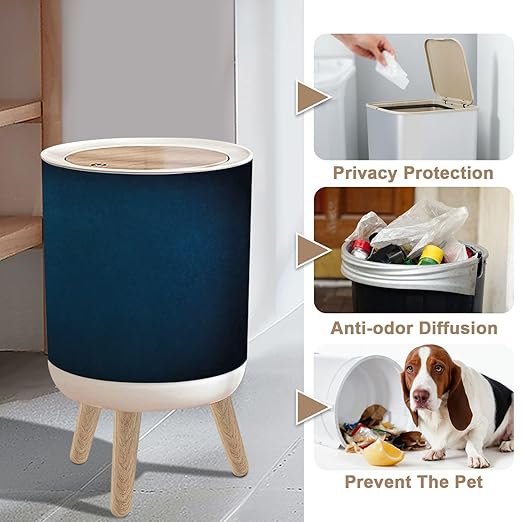 Small Trash Can with Lid Navy Blue Abstract Colored Pictures 1.8 Gallon/7L Garbage Can Waste Bin with Press Top Lid Legs Waste Basket for Bathroom Kitchen Bedroom