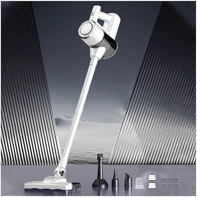 Lightweight and Versatile Vacuum and Mop Combo 18Kpa 35mins Runtime Rechargeable Vacuum Cleaner Pet Hair Self-Standing Stick Vacuum Cordless for Home/Pet Hair/Carpets/FloorsWhite
