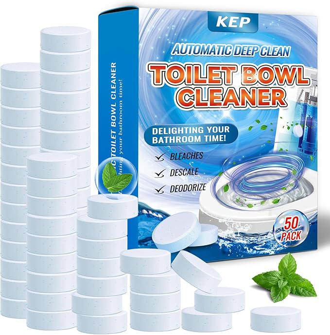 Automatic Toilet Bowl Cleaner Tablets–Fresh ScentLong-Lasting Clean–Safe for Tanks&ampPipes Deodorizing and Descaling –Bathroom Cleaner Against Tough Stains Keeps Bowl Clean Between Washes-50 PACK-1