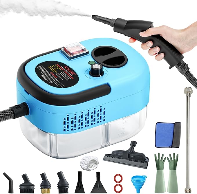2500W Handheld Steam CleanerPortable Car Steamer For Auto DetailingHigh-Temperature and Pressure Steam Cleaner For Home Steam Cleaning Machine for FurnitureKitchenGroutFloorTile (Blue)