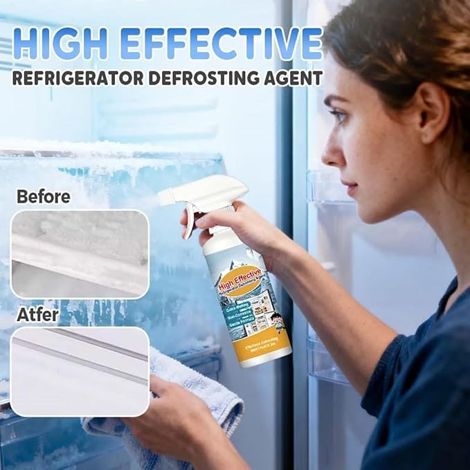 High Effective Refrigerator Defrosting AgentMulti-Purpose Refrigerator Cleaner InsideFreezer Defroster Fridge Freezer De-Icer SpraySaves Electricity (500ml)