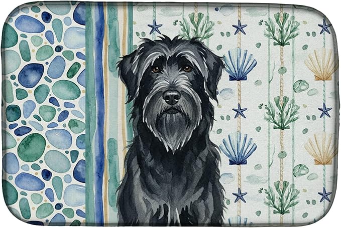 Caroline's Treasures Black Briard Coastal Sea Glass Dish Drying Mat Absorbent Dish Drying Mat Pad for Kitchen Counter Dish Drainer Mat for Countertop 14 x 21 Multicolor