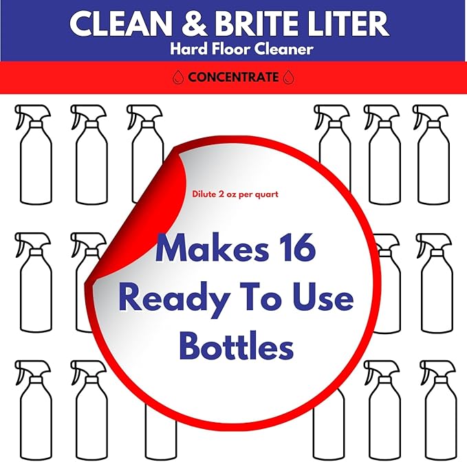 Don Aslett Clean &amp Brite Set (1 Quart Concentrate and 32 Oz Ready-To-Use Spray Bottle) Floor Cleaner | Restore Natural Shine of Hard Flooring Surface - Tile Vinyl Linoleum Wood