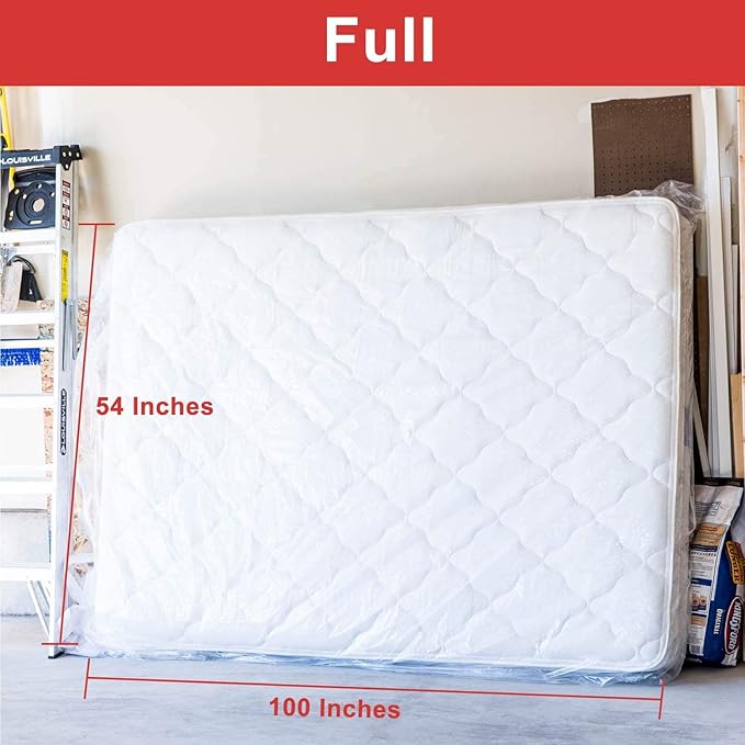 Mattress Bag for Moving and Storage [2 Pack] 4 Mil Mattress Protector Heavy Duty Clear Plastic Bed Mattress Cover for Long-Term Storages and Disposal - Full Size 54 x 100 Inch