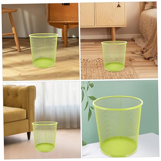 PRETYZOOM Metal Wire Mesh Trash Can Large Decorative Metal Garbage Storage Container for Kitchen and Office Round Open Top Wastebasket for Bathroom and Home Practical Rubbish Bin