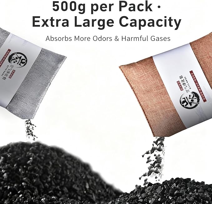 500g Activated Charcoal Air Purifying Bag Natural Odor AbsorberNatural Smell Deodorizer Car Air Freshener Bag Car Air Odor Remover Absorbers for Car Home Bedroom Closet (Green5Pcs)