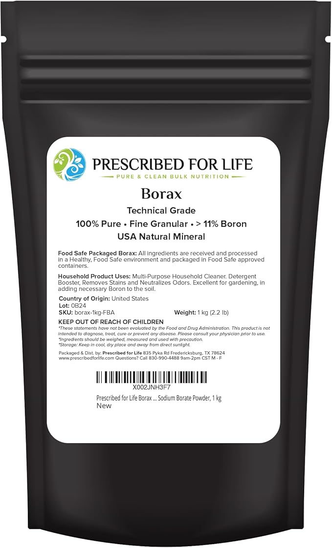 Prescribed For Life Borax Powder Household Laundry Booster Slime Activator &amp Multipurpose Cleaning Powder All Natural Sodium Borate (1kg / 2.2lb)
