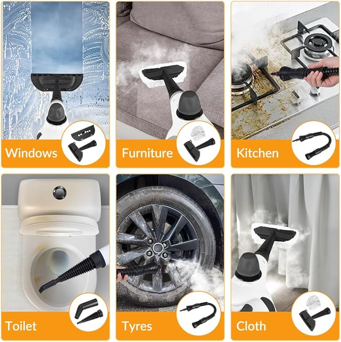 Handheld Pressurized Steam Cleaner with 12 pcs Accessories Steamer for Cleaning Steam Cleaner for Home Use Steamer for Cleaning Car Furniture Floor Upholstery Grout and Tile Deep Gray