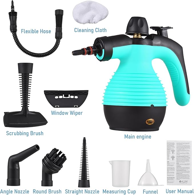Decdeal Handheld Steam Cleaner 1050W Multifunctional High Temperature Pressurized Steam Cleaning Machine with 9PCS Accessory 110V