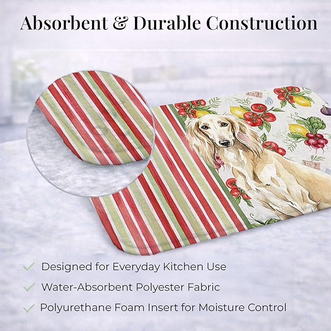 Caroline's Treasures Cream Saluki Vegetables Dish Drying Mat Absorbent Dish Drying Mat Pad for Kitchen Counter Dish Drainer Mat for Countertop 14 x 21 Multicolor