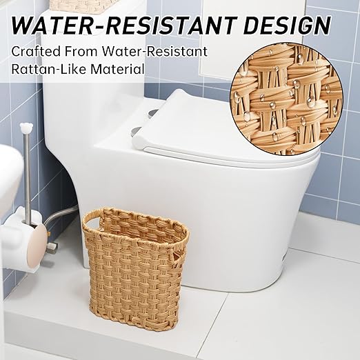 Wicker Waste Basket with Built-in Handles Multifunctional Mini Basket for Home and Office Compact Design and Durable Construction with Fine Artisanal Craftsmanship
