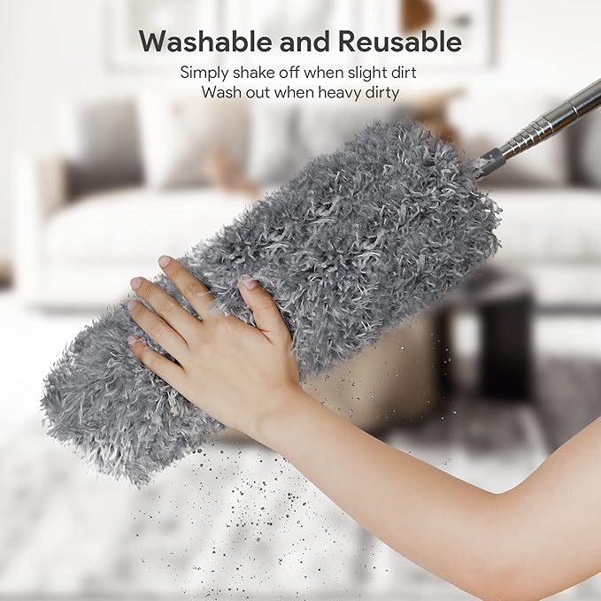 DELUX Microfiber Feather Duster7 PCS Reusable Bendable Washable Cobweb Duster with 100 inches Extra Long Extension Pole for Cleaning Ceiling Fan High Ceiling Blinds Furniture &amp Cars