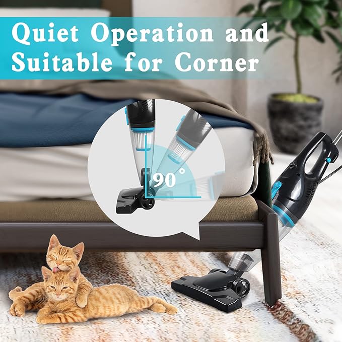 Intercleaner Corded Vacuum Cleaner 15KPa Powerful Suction with 400W Motor 12 in 1 Lightweight Bagless Stick Vac with Handheld Ultra Quiet for Hardwood Floor Carpet Car Pet Hair