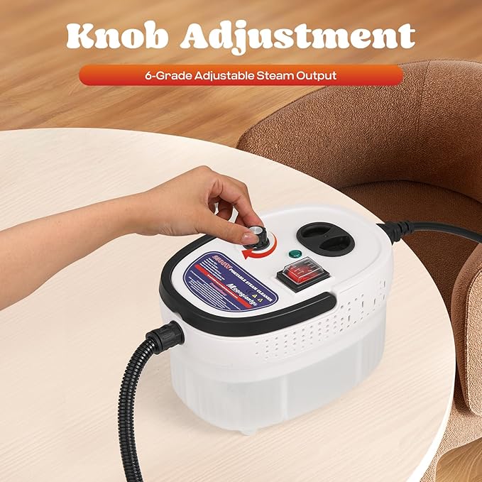 Moongiantgo Handheld Steam Cleaner 2500W High Pressure Steamer for Cleaning Portable Pressurized Cleaning Machine for Home Kitchen Car Detailing Grout Tile Bathroom with 1200ml Water Tank (White)