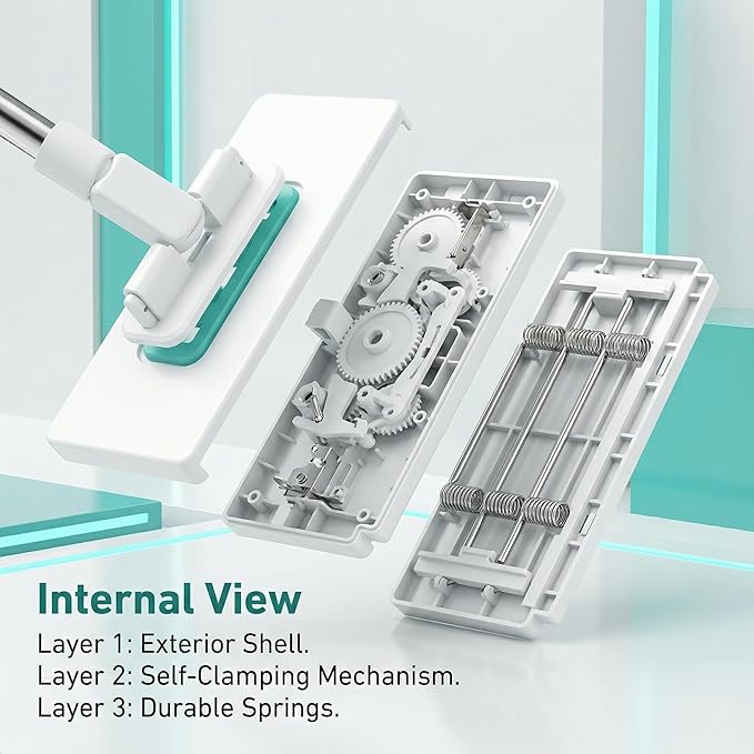 2026 New Lazy Mop Clip-on Reusable Mini Mop Comes with 4 Reusable Cloths Automatic Cloth Change  Suitable for Wet and Dry Use Zero-Touch Cloth Operation Suitable for Floors and Walls